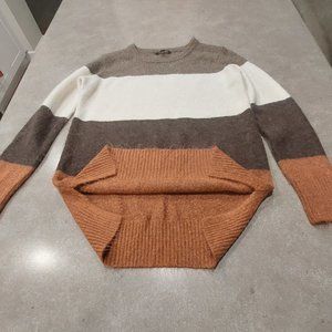 GEORGE Women's Color Block L/S Pullover Sweater Taupe/Ivory/Brown/Paprika XS/TP